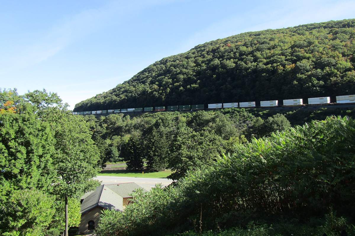 Trains on the Horseshoe Curve near Altoona, PA