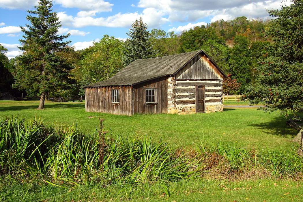 Log building at Old Bedford Village in Bedford, PA
