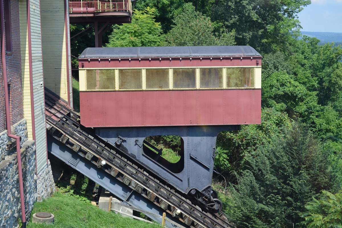 Johnstown Inclined Plane car on its tracks in Johnstown, PA