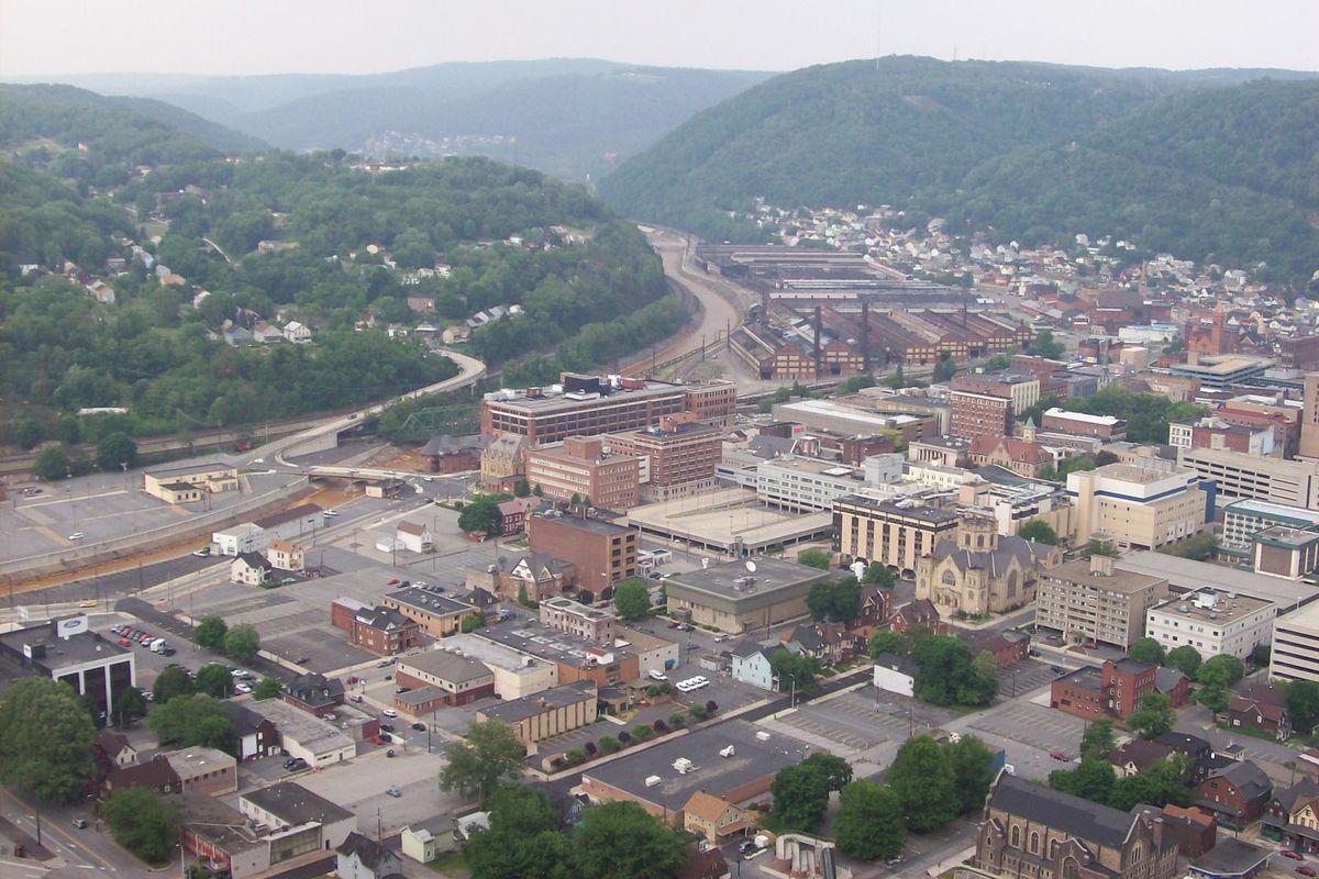 View of downtown Johnstown, PA from the Inclined Plane platform